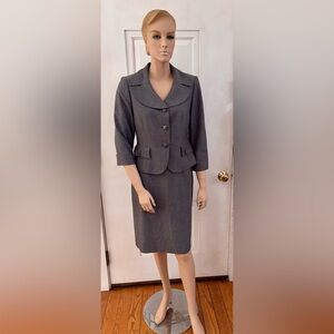 Vintage Style Ladies Gray Skirt Suit Size4 Petite